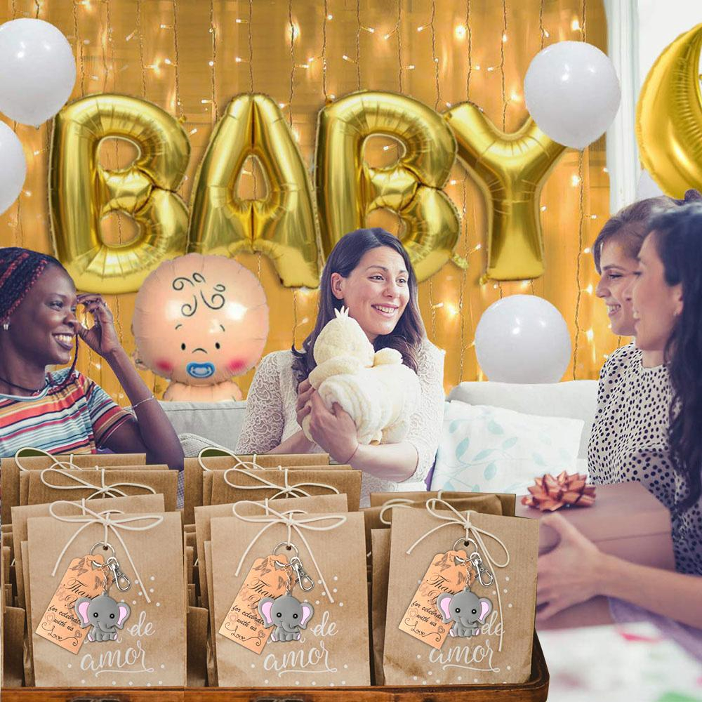 32 Set Mini Elephant Stuffed Animals - Baby Shower Party Favors With Thank You Tags