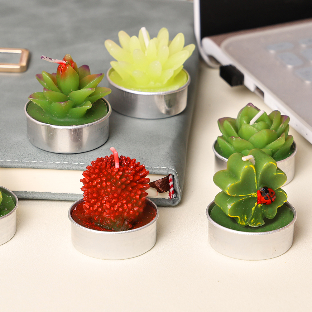 AIXIANG 6 Styles Cactus Tealights Candle Delicate Succulent